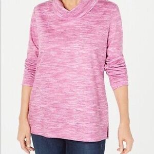 Karen Scott women’s Barbie hot pink space dyed top with cowl neck size medium